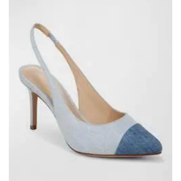 Veronica Beard Shoes - New Veronica Beard Liliana Denim Slingback Pumps Light Blue Blue 39/9